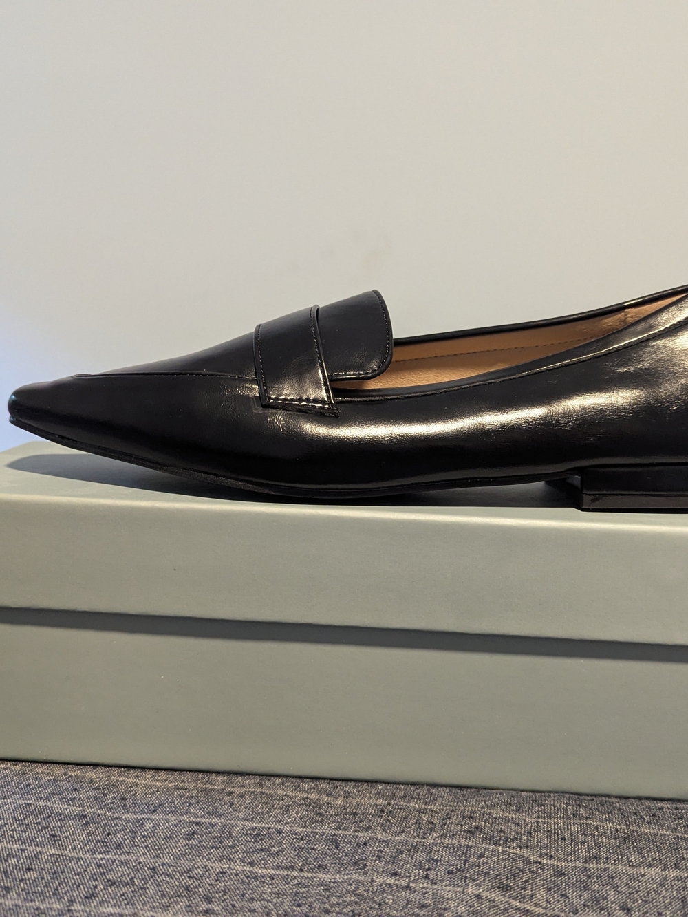 C. Paravano Black Leather Women's Penny Loafers - Picture 2 of 5